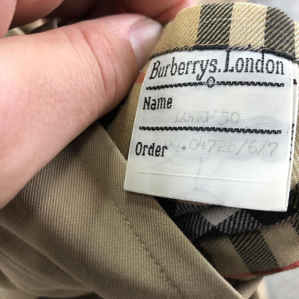 Vintage Burberrys Coat Mens 50 Beige Cotton Trench Belted Plaid Lined England